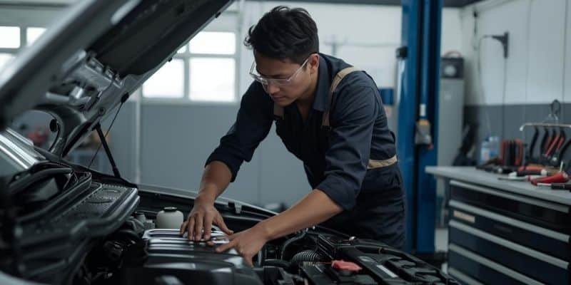 Yetkili oto serviste arac bakimi yapan tamirci Mühendistan